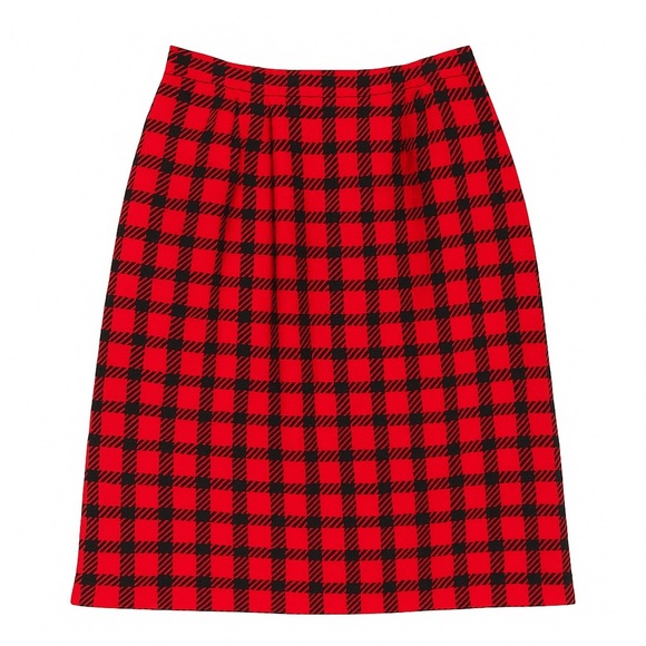 CARLISLE Women’s Plaid Red Wool Skirt Size 12 Christmas Holiday Festive Winter - Picture 1 of 5